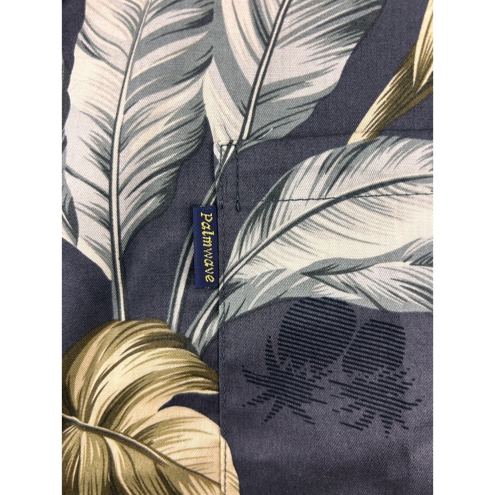 Palmwave Hawaii Mens Gray Cotton Tropical Palm Leaf Camp Shirt Medium C9-A810B - Picture 6 of 8